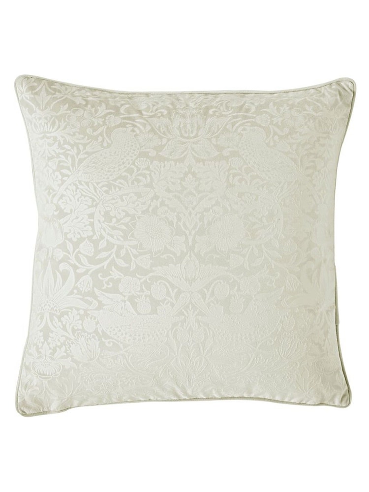William Morris At Home Oyster Strawberry Thief Embossed Cushion - Image 1 of 5 William Morris At Home Oyster Strawberry Thief Embossed Cushion - Image 1 of 5