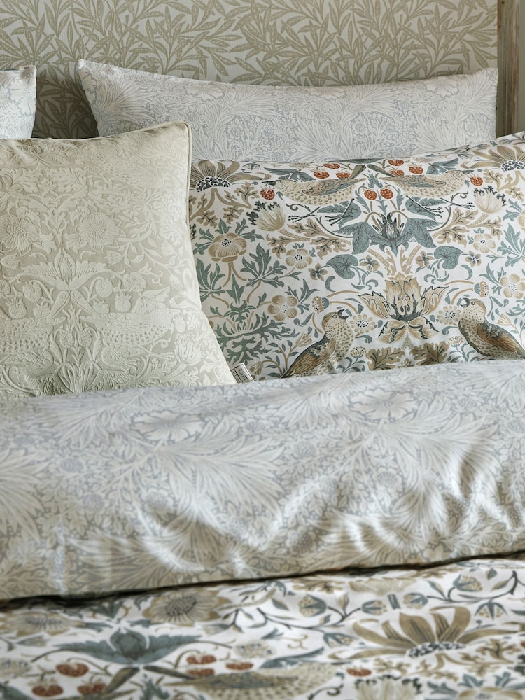William Morris At Home Oyster Strawberry Thief Embossed Cushion - Image 5 of 5