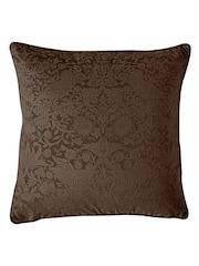 William Morris At Home Chocolate Strawberry Thief Embossed Cushion - Image 1 of 3