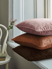 William Morris At Home Chocolate Strawberry Thief Embossed Cushion - Image 2 of 3