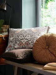 William Morris At Home Chocolate Strawberry Thief Embossed Cushion - Image 3 of 3