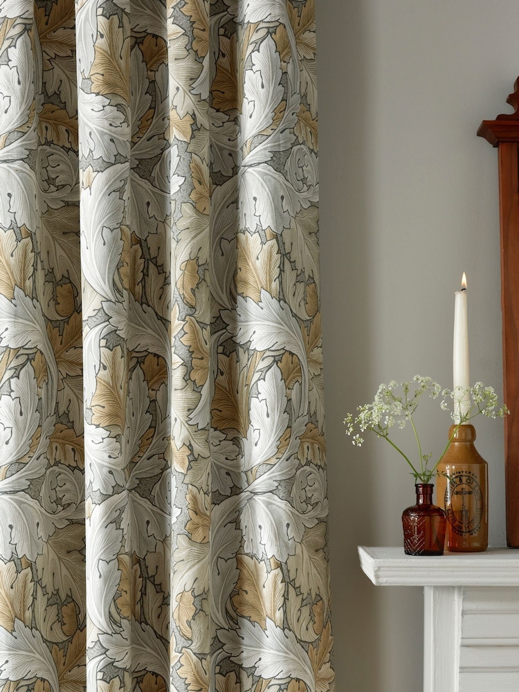 William Morris At Home Flint Acanthus Headertape Pencil Pleat Curtains - Image 2 of 3