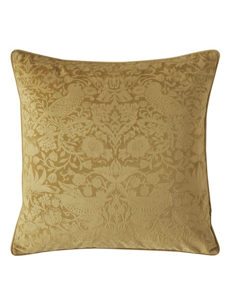 William Morris At Home Cider Strawberry Thief Embossed Cushion - Image 1 of 4
