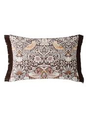William Morris At Home Chocolate Strawberry Thief Cushion - Image 1 of 5