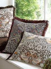 William Morris At Home Chocolate Strawberry Thief Cushion - Image 3 of 5