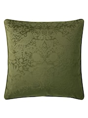 William Morris At Home Olive Strawberry Thief Embossed Cushion - Image 1 of 4
