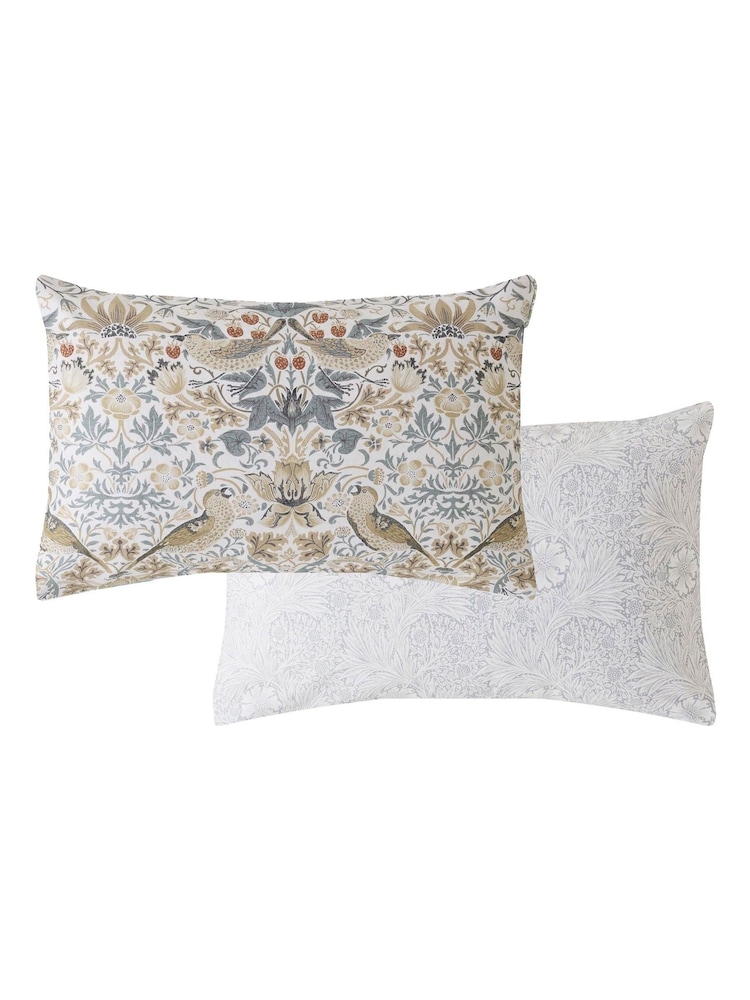 William Morris At Home Hessian Strawberry Thief Duvet Cover and Pillowcase Set - Image 6 of 6 William Morris At Home Hessian Strawberry Thief Duvet Cover and Pillowcase Set - Image 6 of 6