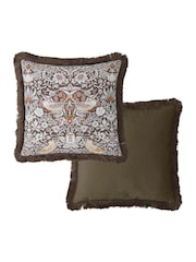 William Morris At Home Chocolate Strawberry Thief Cushion - Image 1 of 5