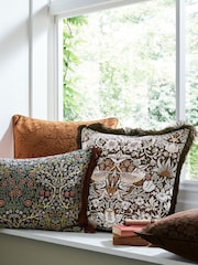 William Morris At Home Chocolate Strawberry Thief Cushion - Image 3 of 5