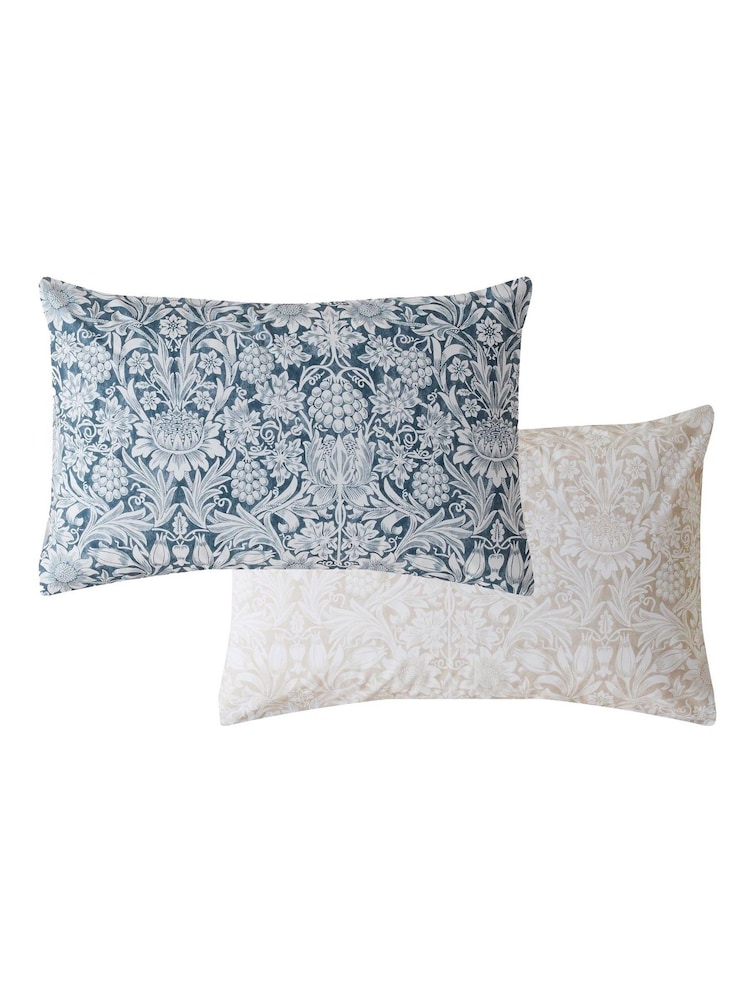 William Morris At Home Set of 2 Ink Sunflower Pillowcases - Image 4 of 4