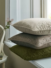 William Morris At Home Cider Gold Strawberry Thief Embossed Cushion - Image 2 of 4