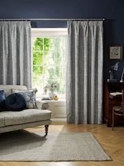 William Morris At Home Indigo Original Willow Blackout Headertape Pencil Pleat Curtains - Image 1 of 3