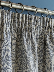William Morris At Home Indigo Original Willow Blackout Headertape Pencil Pleat Curtains - Image 3 of 3