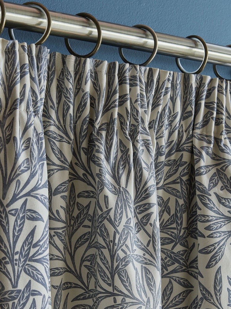 William Morris At Home Indigo Original Willow Blackout Headertape Pencil Pleat Curtains - Image 3 of 3