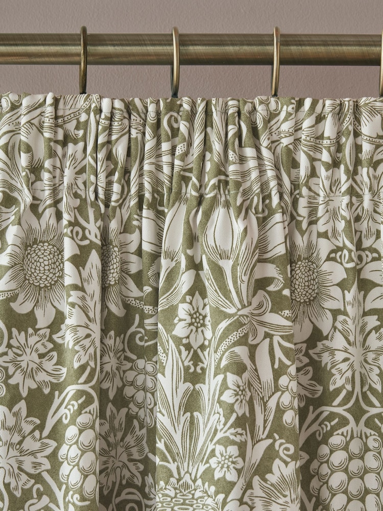 William Morris At Home Dark Olive Sunflower Blackout Headertape Pencil Pleat Curtains - Image 2 of 3 William Morris At Home Dark Olive Sunflower Blackout Headertape Pencil Pleat Curtains - Image 2 of 3