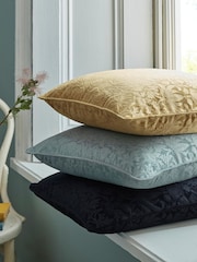 William Morris At Home Cider Gold Strawberry Thief Embossed Cushion - Image 2 of 4