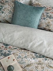 William Morris At Home Cider Gold Strawberry Thief Embossed Cushion - Image 3 of 4