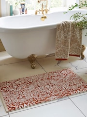 William Morris At Home Linen Rust Strawberry Thief Bath Mat - Image 1 of 4