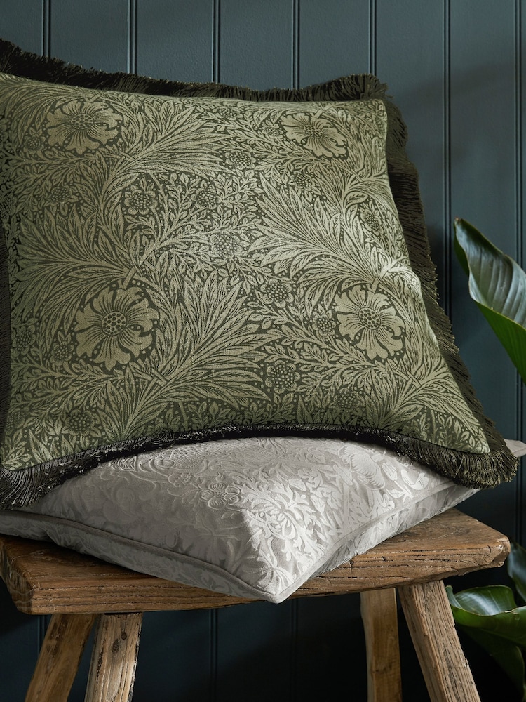 William Morris At Home Olive Green Margold Cushion - Image 1 of 4