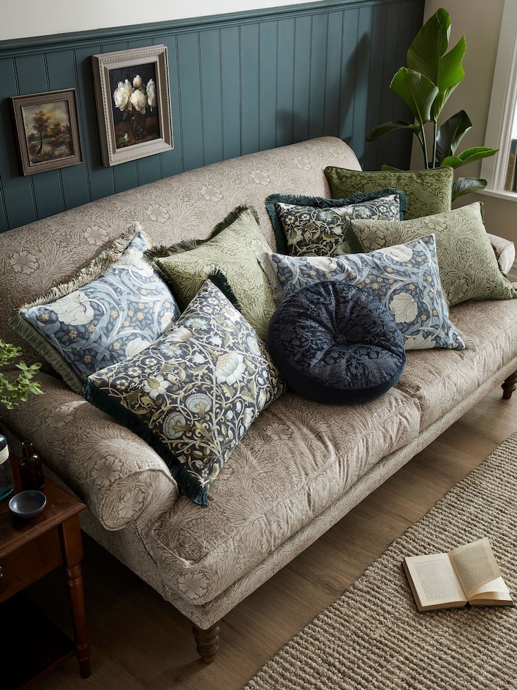 William Morris At Home Olive Green Margold Cushion - Image 2 of 4