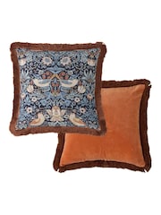 William Morris At Home Blue Strawberry Thief Cushion - Image 2 of 4