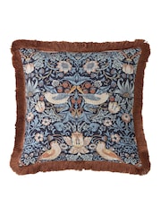 William Morris At Home Blue Strawberry Thief Cushion - Image 3 of 4