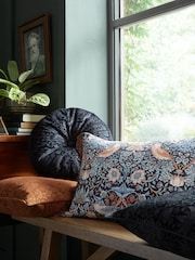 William Morris At Home Blue Strawberry Thief Cushion - Image 2 of 5