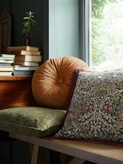 William Morris At Home Saffron Strawberry Thief Embossed Circular Cushion - Image 2 of 4