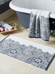 William Morris At Home Prussian Blue Marigold Bath Mat - Image 1 of 4