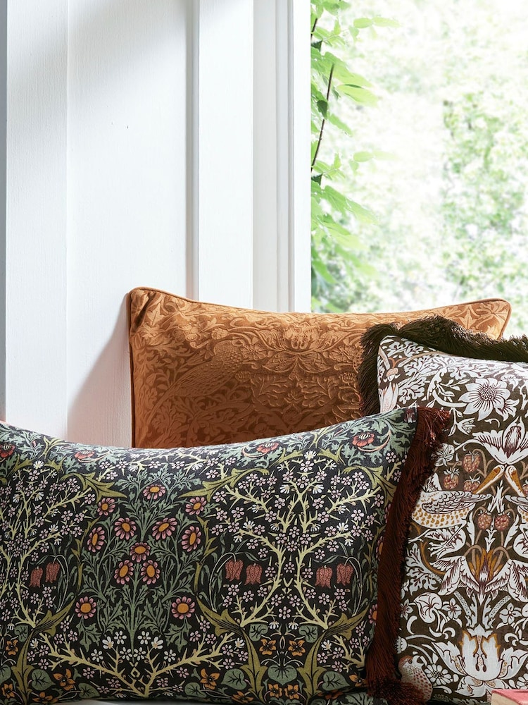 William Morris At Home Saffron Strawberry Thief Embossed Cushion - Image 5 of 5