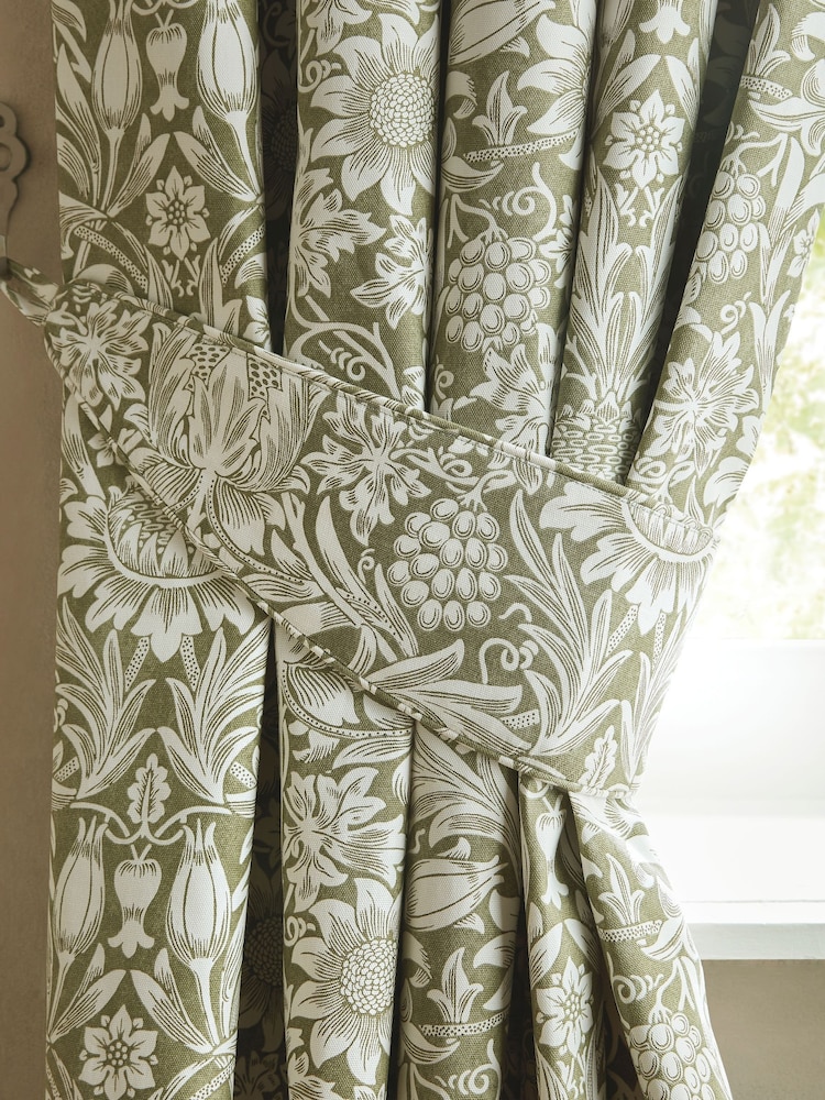 William Morris At Home Set of 2 Dark Olive Sunflower Tie Backs - Image 2 of 3