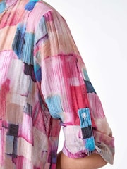 Roman Pink Abstract Print Longline Blouse - Image 5 of 5