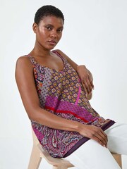 Roman Purple Patchwork Paisley Print Cami Top - Image 1 of 5