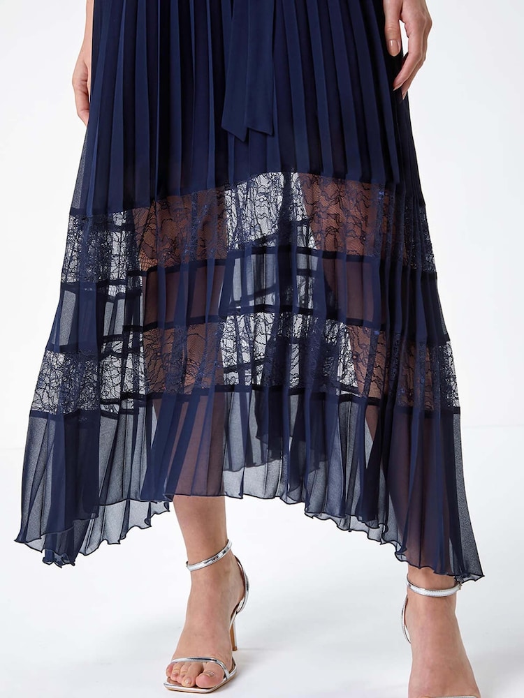 Roman Pleated Lace Detail Midi Dress - Imagen 5 de 5 Roman Pleated Lace Detail Midi Dress - Imagen 5 de 5