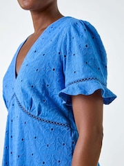 Roman Embroidered 100% Bumbac Mulați/Elastici Jerseu Frill Rochie - Image 5 of 5