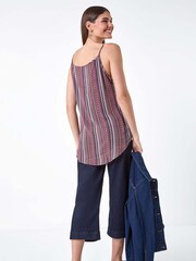 Roman Purple Aztec Style Stripe Print Wrap Front Vest Top - Image 3 of 5