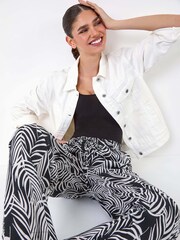 Roman Black Palm Leaf Print Pocket Trousers - Image 2 of 5