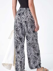 Roman Black Palm Leaf Print Pocket Trousers - Image 3 of 5