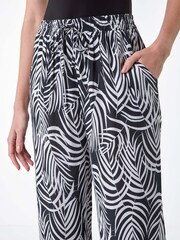 Roman Black Palm Leaf Print Pocket Trousers - Image 5 of 5