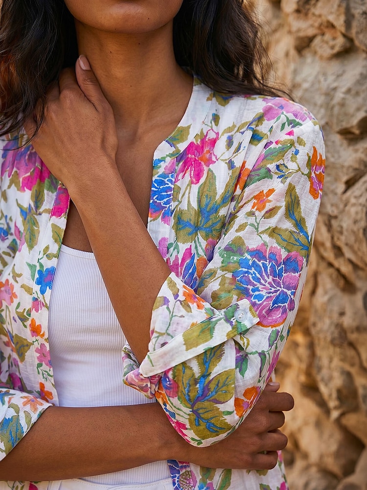 Roman Pink Floral Print Longline Shirt - Image 5 of 5 Roman Pink Floral Print Longline Shirt - Image 5 of 5