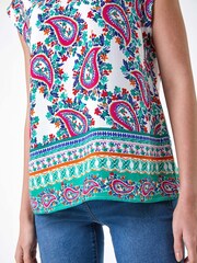 Roman Pink Paisley Print Short Sleeve Top - Image 5 of 5
