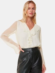Whistles Ruffle Collar Detail White Blouse - Image 1 of 5