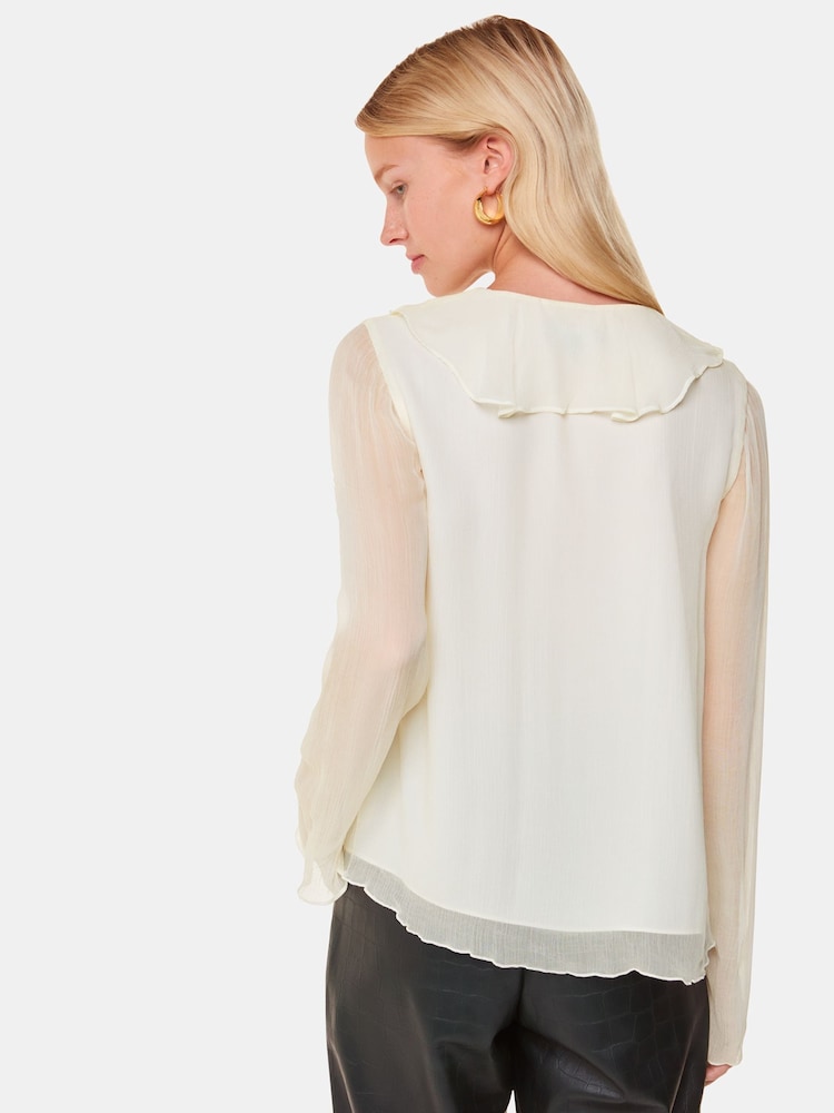 Whistles Ruffle Collar Detail White Blouse - Image 2 of 5