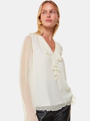 Whistles Ruffle Collar Detail White Blouse - Image 3 of 5