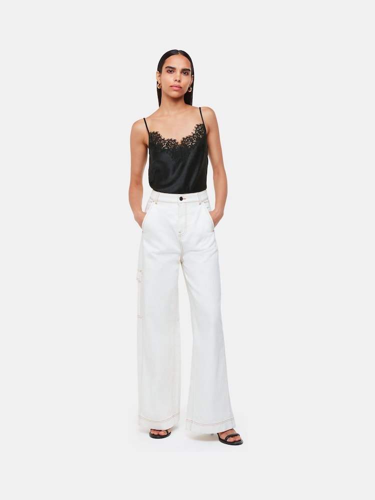 Schwarz - Whistles – Camisole-Oberteil mit Spitzenbesatz - Bild 1 von 5