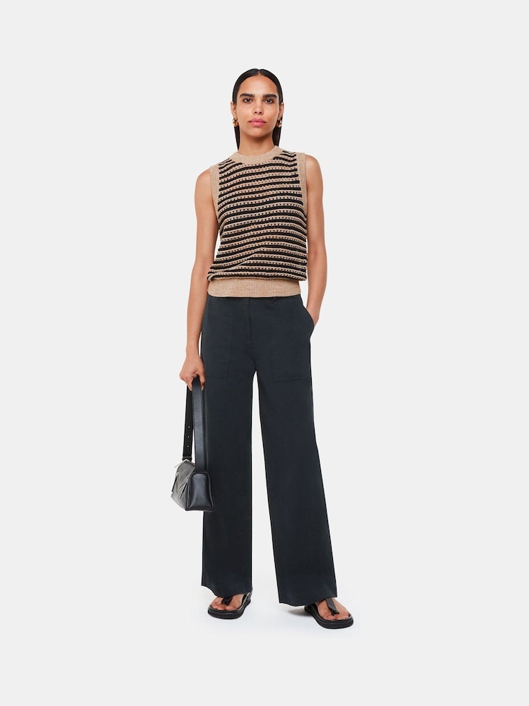 Whistles Grey Ruth Wide Leg 100% Cotton Trousers - Image 1 of 5 Whistles Grey Ruth Wide Leg 100% Cotton Trousers - Image 1 of 5