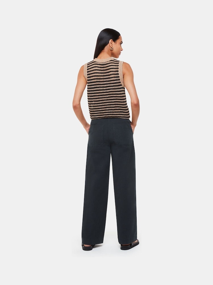 Whistles Grey Ruth Wide Leg 100% Cotton Trousers - Image 2 of 5