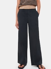 Whistles Grey Ruth Wide Leg 100% Cotton Trousers - Image 3 of 5