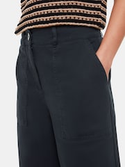 Whistles Grey Ruth Wide Leg 100% Cotton Trousers - Image 4 of 5