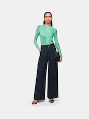 Whistles Green Brushwork Print Mesh Jersey - Image 2 of 5